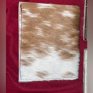 Brown and White Cowhide Compact wallet